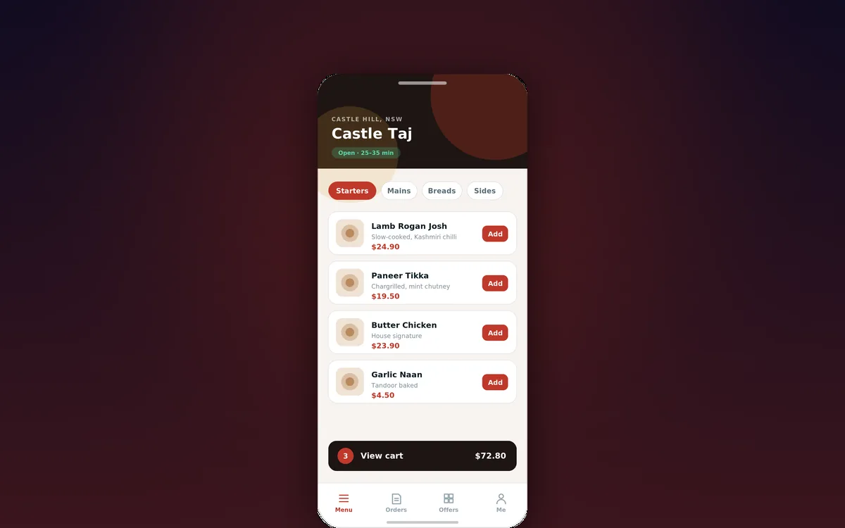 Restaurant Ordering — screenshot